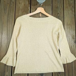 Joseph A. Gold Metallic Silk Sweater M